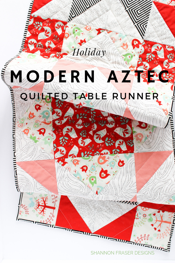 Holiday Modern Aztec quilted table runner by Shannon Fraser Designs
