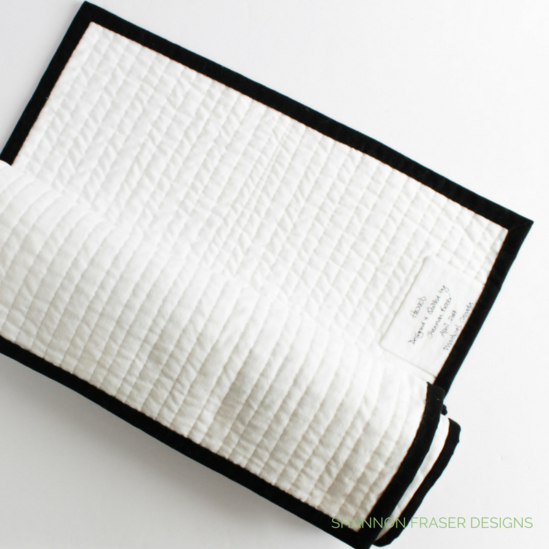 Modern Quilted Table Runner | Black & White | Shannon Fraser Designs | Quilted Hexies and Jewels using Hex-N-More Ruler