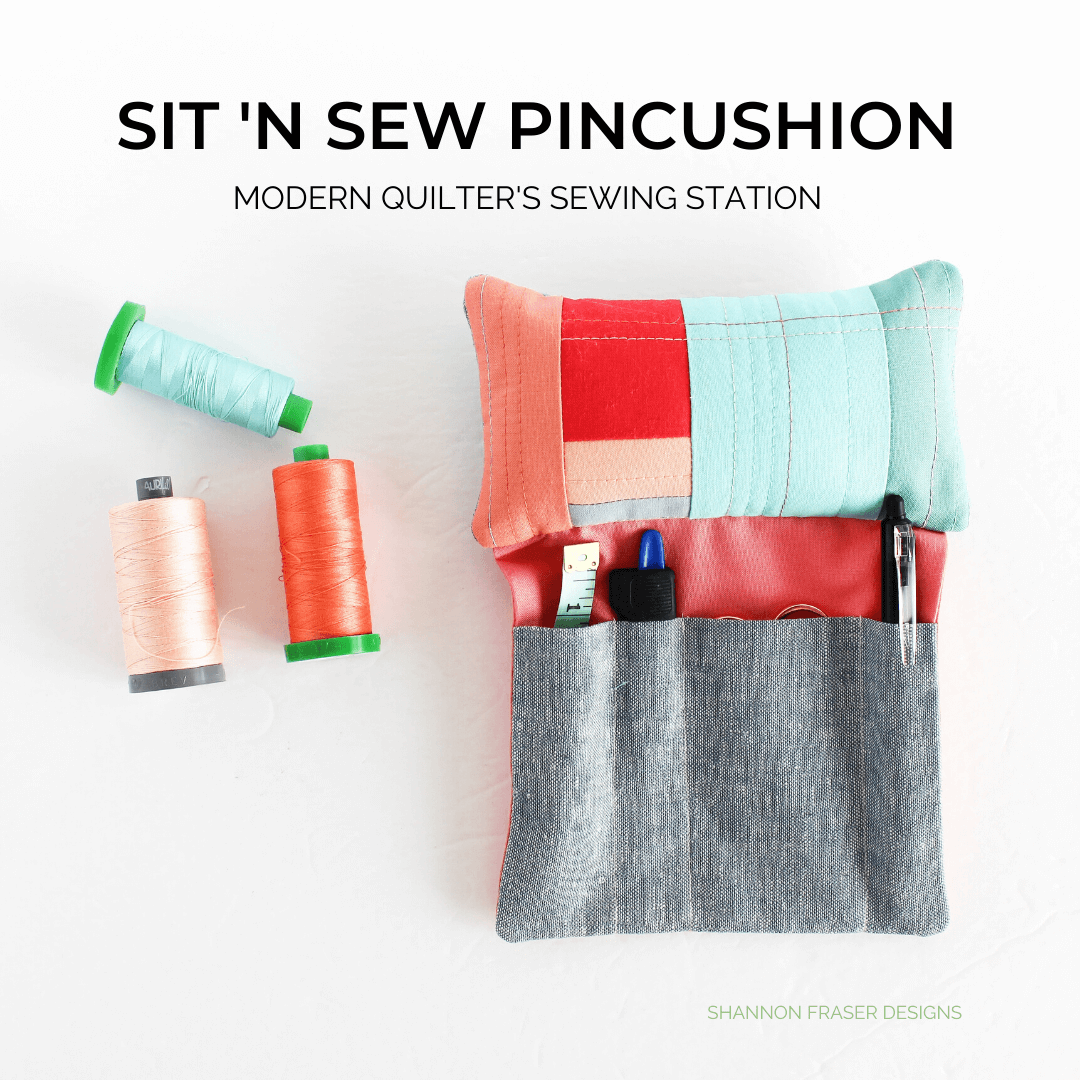 Sew a cute and functional pincushion with the Sit ’N Sew Pincushion Pattern! A beginner‑friendly, scrap‑friendly project that keeps your sewing notions organized and your workspace adorable. #seworganized #notions #pincushion