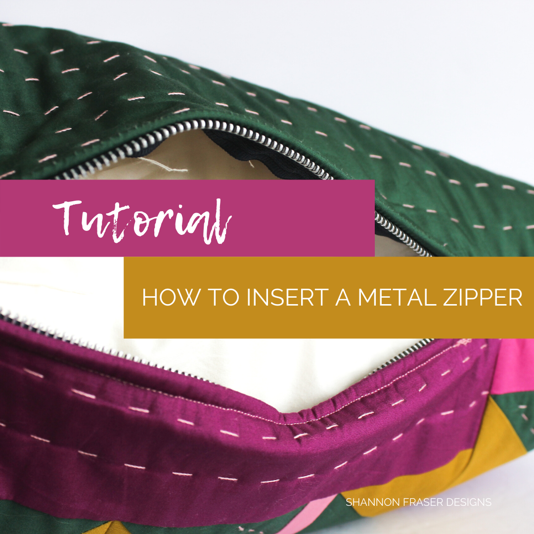 How to insert a metal zipper in a cushion | Sewing Tutorial | Shattered Star Lumbar Pillow | Shannon Fraser Designs #howtosew #zipper