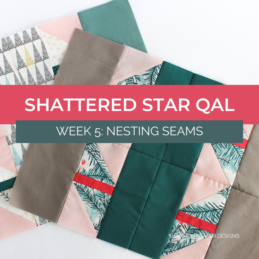 Shattered Star Block in Little Town Fabric + PURE Solids with Aurifil Thread spool and LDH tailor scissors in black | Shattered Star Quilt Along - Week 5: How to nest your seams | Shannon Fraser Designs #starquilt