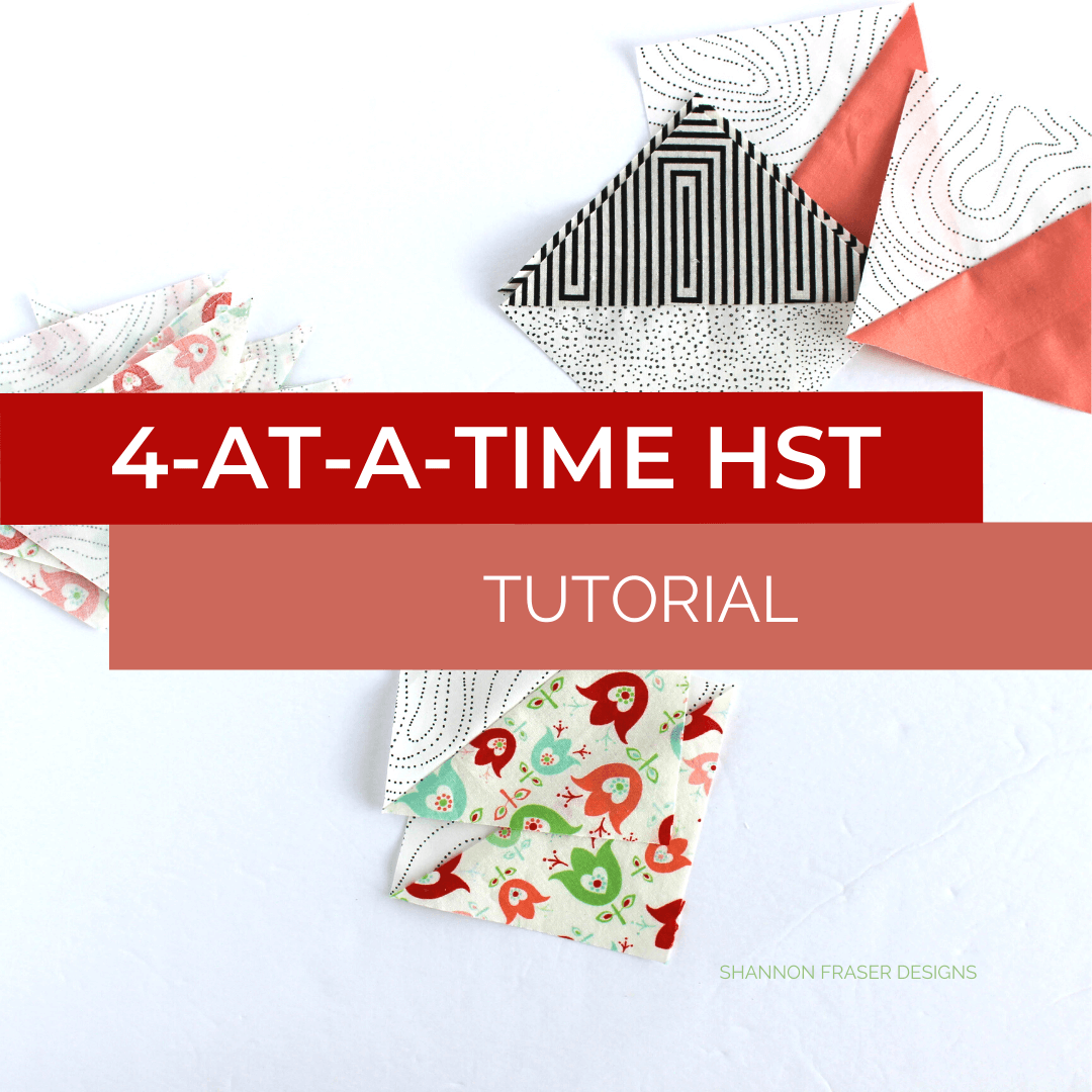 4-at-a-time Half-square triangle tutorial with math cheat sheet so you know the different starting square sizes! #quilttutorial