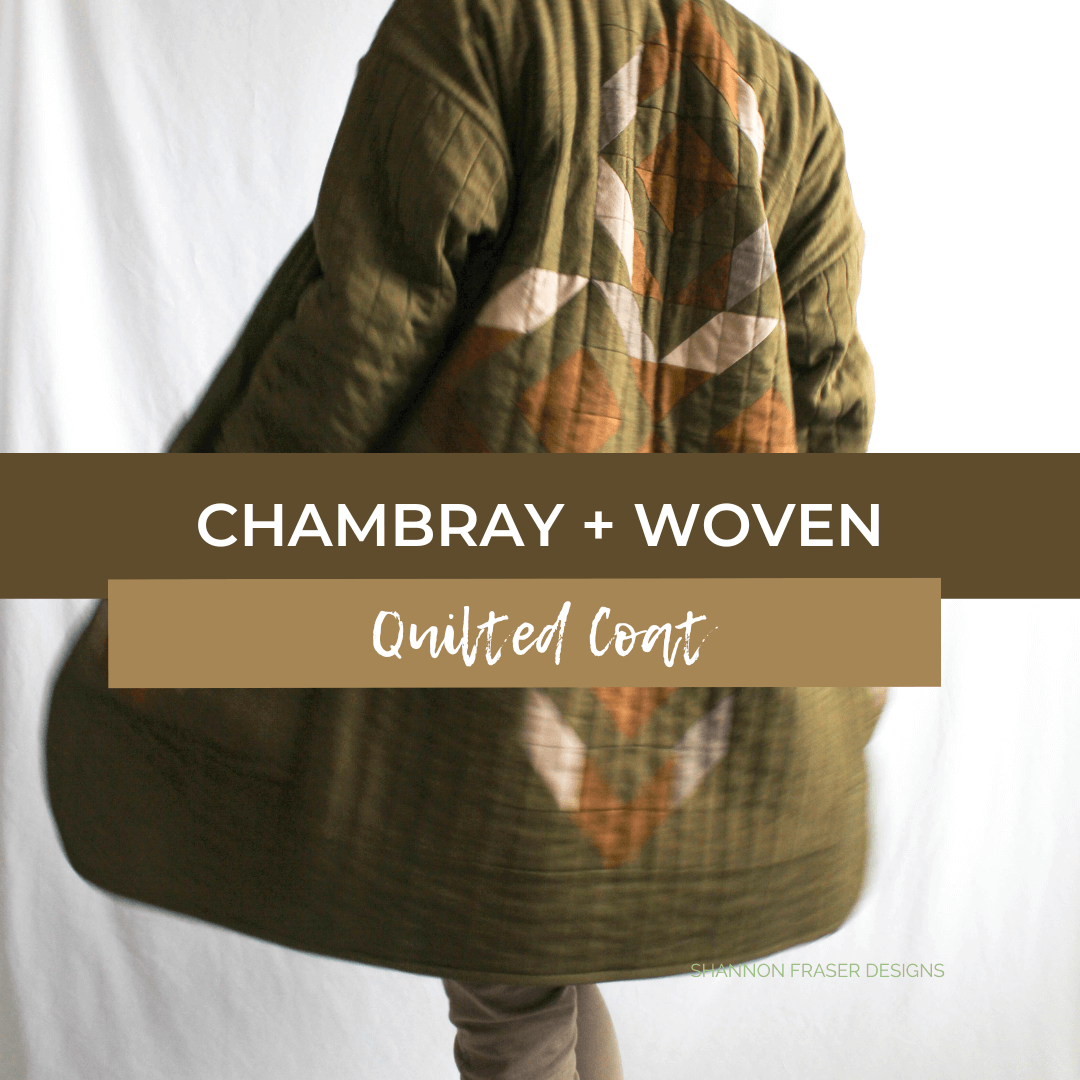 Make your own quilted coat featuring your favorite fabrics and colors by pairing the Hovea coat with the Etched Diamond x Hovea Coat Pattern Extension by Shannon Fraser Designs #slowfashion #quiltedcoat #diy #handmade