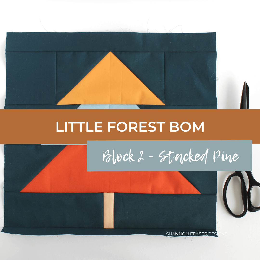 Details of the Bonsai quilt block for the Little Forest BOM 2024 Quilt Along with Shannon Fraser Designs. Read the top piecing tips on the blog. #LittleForestBOM #quiltalong