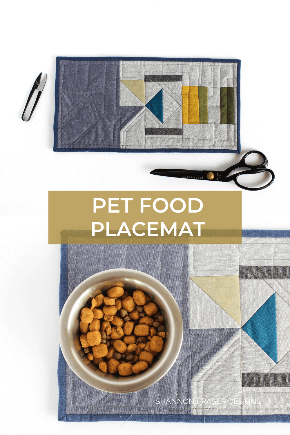 💡 Turn fabric scraps into something purr-fect! This improv-style quilted pet food mat is a quick and fun project for quilters with messy cats. Made with linen and woven fabric leftovers, it’s a great way to add a handmade touch to your pet’s space. #ScrapBustingProject #ImprovQuilt #PetDIY #QuiltersOfPinterest