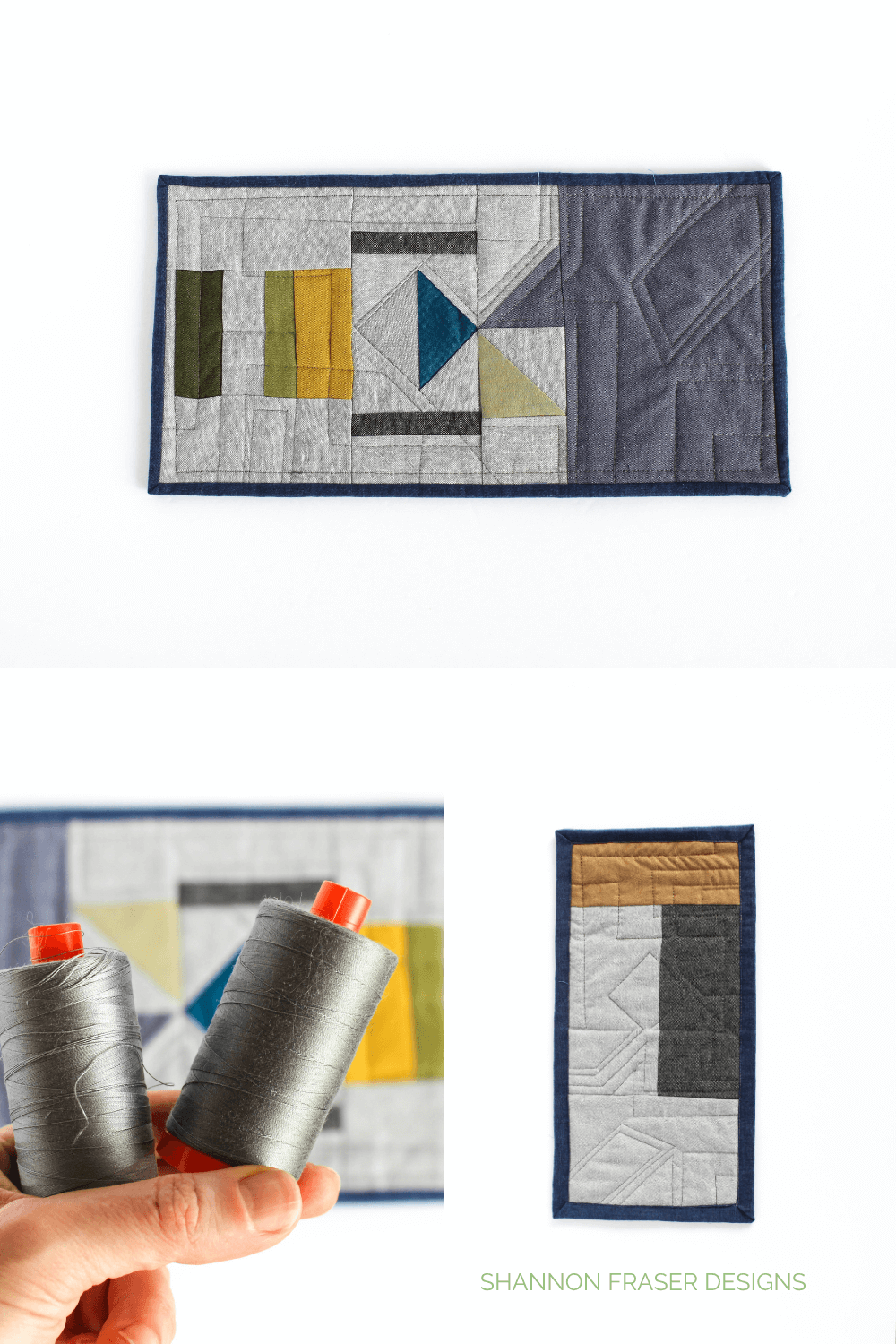 ✨ Tame your messy cat’s mealtime with this modern improv quilted pet food placemat! Made using leftover woven fabrics and linen scraps from a quilt project, this eco-friendly DIY is perfect for modern quilters looking to reduce waste in style. #ImprovQuilting #DIYPetPlacemat #ModernQuilting #QuiltedPetMat