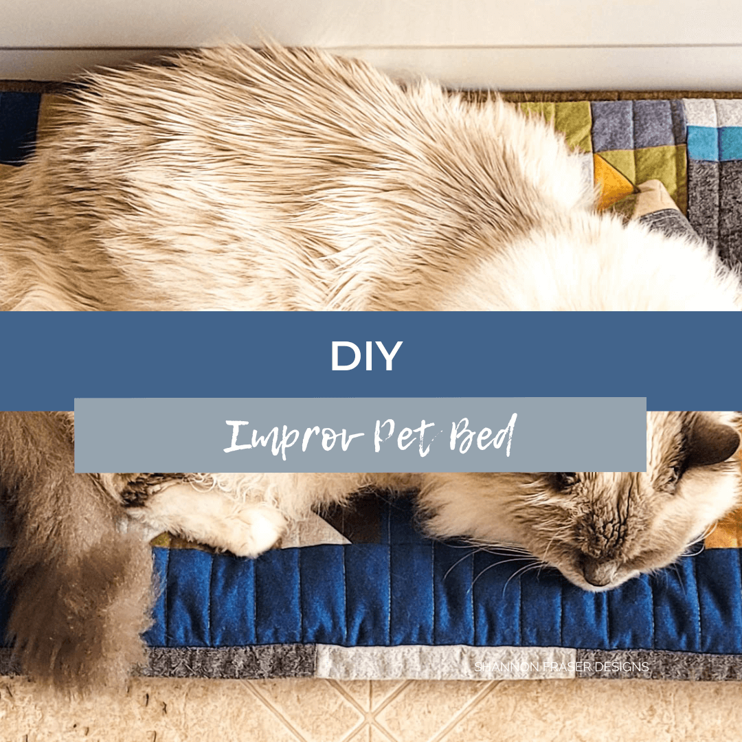 🐱 Make a cozy DIY pet bed using leftover fabric scraps! This improv quilted cushion is sustainable, creative, and totally pet-approved. #DIYPetBed #QuiltingForPets