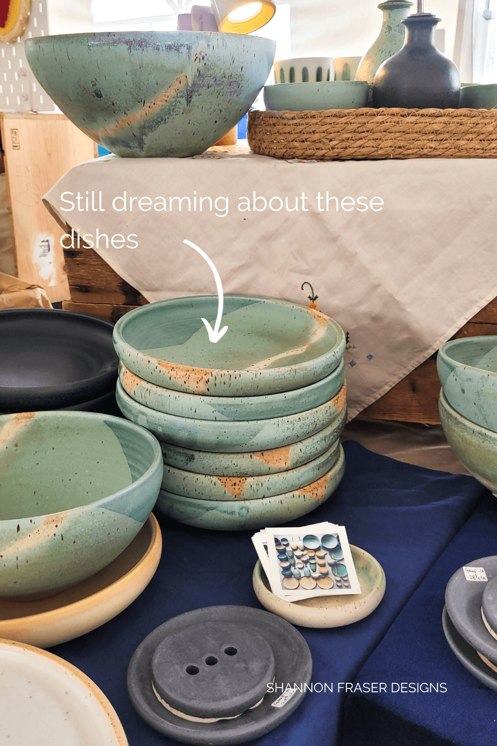 Gorgeous pottery designed and handmade by Elisabeth Gauthier Atelier at the Twist Fiber Festival 2025 #ceramics