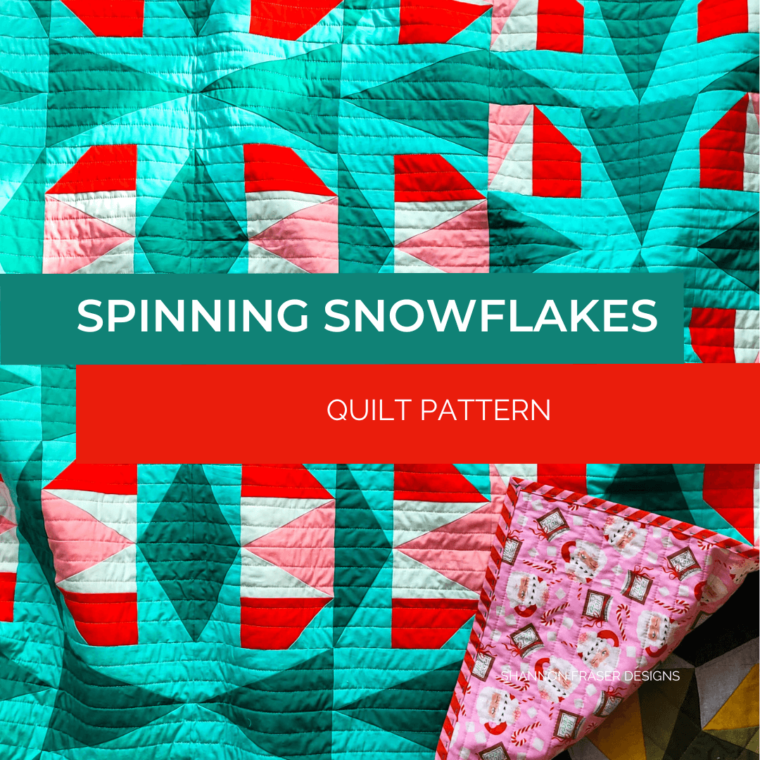 Looking for your next modern quilt project? The Spinning Snowflakes quilt pattern is fat quarter friendly and features bold geometric design using half-rectangle triangles and snowballed blocks. Includes 6 quilt sizes and detailed instructions. Click to explore all layout options and grab the digital PDF! #ModernQuilt #QuiltPatternPDF #GeometricQuilt #FatQuarterFriendly