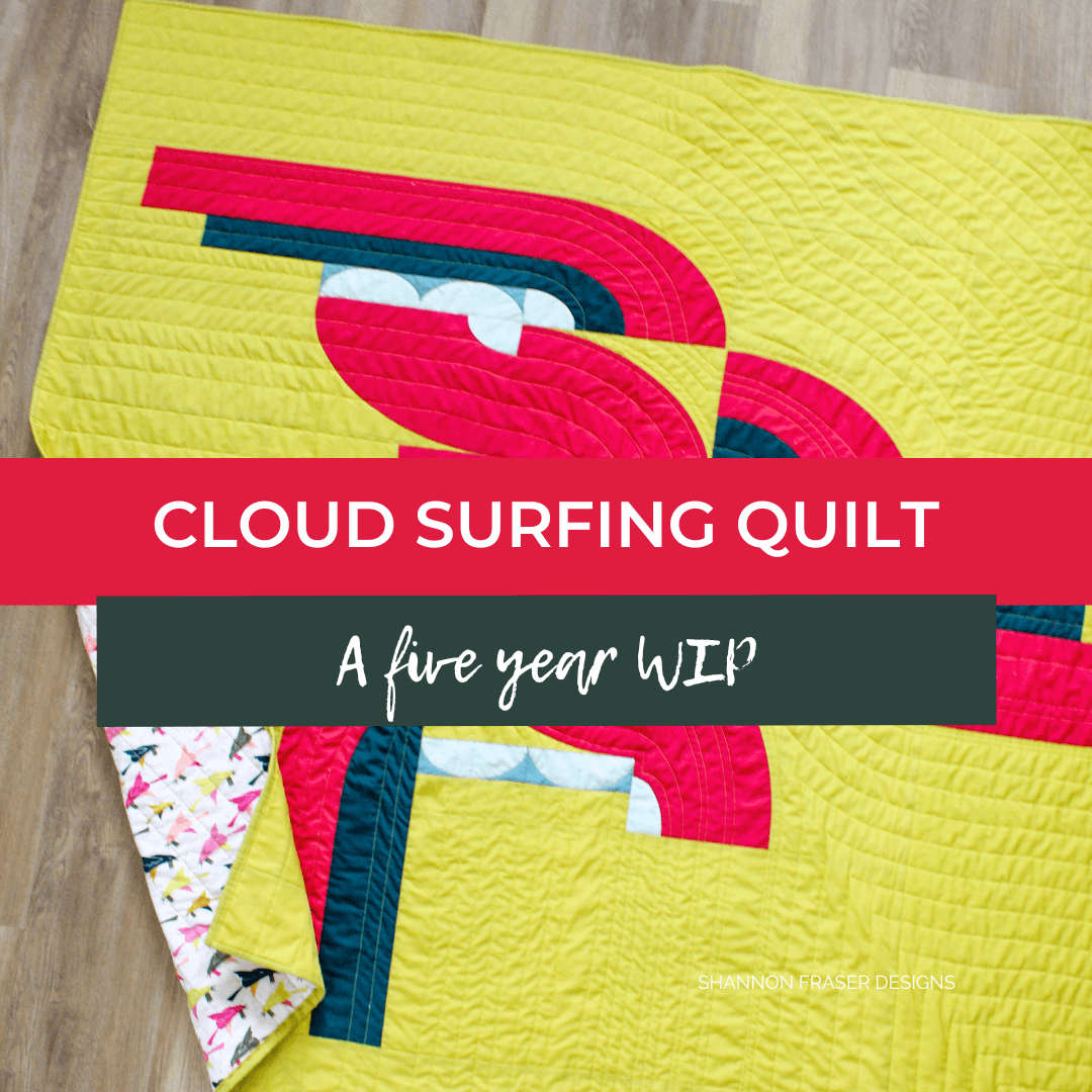 This finished Cloud Surfing quilt is proof that unexpected colours can create the most joyful results. Olive Oil yellow-green, bold fuchsia, rich teal, and soft blue come together in a modern curved quilt filled with movement, texture, and personality. Explore the full colour story, quilting details, and five-year journey behind this finished quilt. #CloudSurfingQuilt #ModernQuilting #QuiltInspiration #ColourfulQuilts #CurvedPiecing